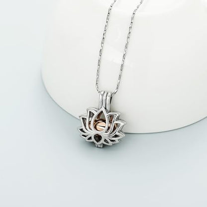 Imrsanl Cremation Jewelry for Ashes - Lotus Flower Ashes Pendant Necklace with Mini Keepsake Urn Memorial Ash Jewelry - color: Z-Silver Rose Gold