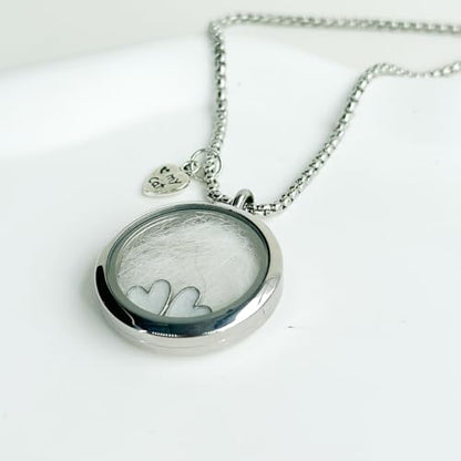 Cat Fur Keepsake Necklace, Ashes Hair Memory Urn with Charm, Glass Circle Memorial Pendant Necklace, Pet Cremation Memorial Jewelry for Women Men, Vial Necklace for Ashes