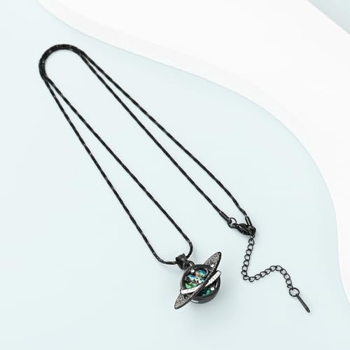 Imrsanl Saturn Urn Necklace Cremation Jewelry for Women Men - color: Black