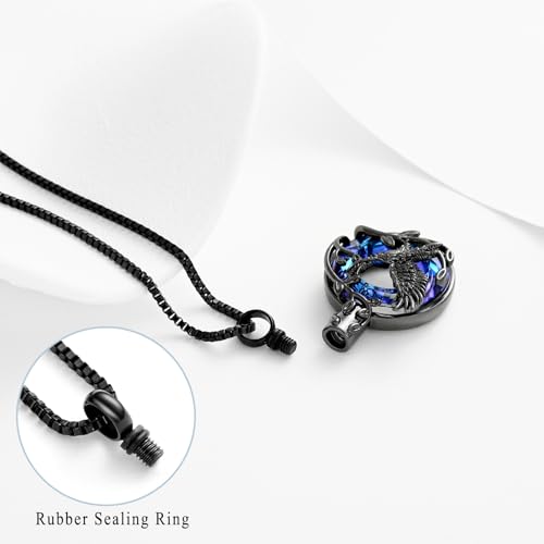 Tree of Life Urn Necklace for Ashes Eagle Ring Cremation Jewelry Eagle Keepsake Memorial Human Pets Ash Pendant Holder Gift for Women Men - color: customize