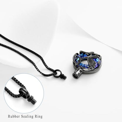 Tree of Life Urn Necklace for Ashes Eagle Ring Cremation Jewelry Eagle Keepsake Memorial Human Pets Ash Pendant Holder Gift for Women Men - color: customize