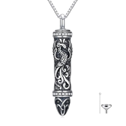JKR Keepsake Urn Necklace for Ashes Cremation Jewelry Memorial Gift - style: 10-Bullet-Phoenix