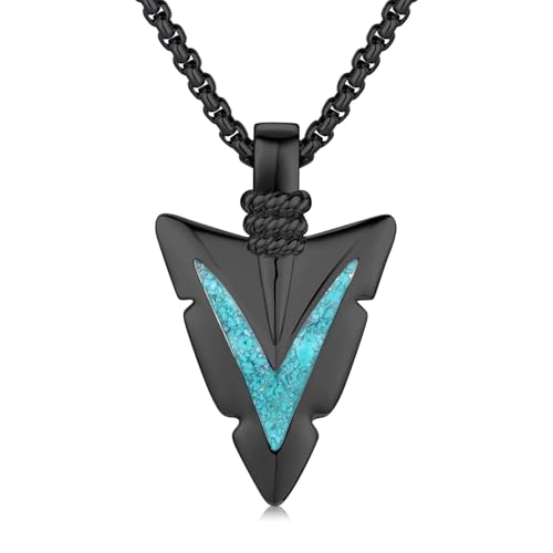 Arrowhead Necklace 925 Sterling Silver Arrow Pendant Necklace Jewelry Gifts for Men Women Lover - color: Black-A01