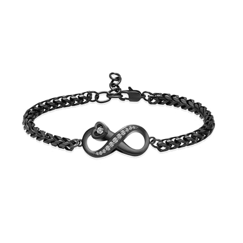 zeqingjw Heart Urn Bracelet for Ashes for Women Stainless Steel Cremation Bangle Jewelry Adjustable Keepsake Memorial Bracelet Loved Ones Ashes Holder Keepsake - color: Infinity-Black