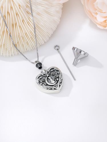 WINNICACA Cremation Jewelry for Ashes Locket Ashes Necklace Urn Necklace for Women Sterling Silver Cremation Necklace for Ashes Fine Keepsake Picture Necklace Memorial Jewelry - style: D02-Cat Urn Necklace