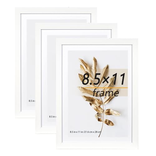 8.5x11 Picture Frame White 3 Pcs set can Display on the Wall - color: White, size: 8.5x11 in-3Pack