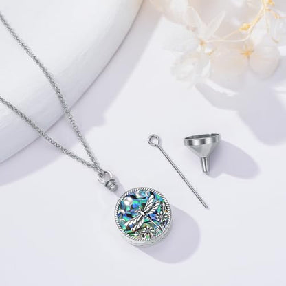 PELOVNY Urn Necklaces for Ashes of Loved Ones 925 Sterling Silver Personalized Heart Locket Urn Necklace Cremation Keepsake Memorial Jewelry Gifts for Women Men - color: Dragonfly Urn-1