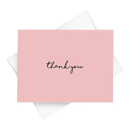 Baby Girl Thank You Card – Elegant Light Pink Greeting for Birthdays, Baby Showers, Weddings, Business – White Blank Interior | 4.25 x 5.5” | Set of 25 Cards & 25 Envelopes - color: Pink