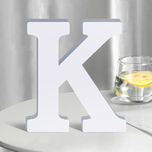 White Wooden Letters 8 Inch for Wall Decor,Large Unfinished Wood Letters for Home,Wooden Alphabet Letters for Crafts,Standing Garden Board or Room Name Signs DIY Carft (K) - color: K