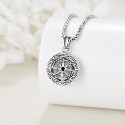 ONEFINITY Locket Necklace That Holds Picture Locket Memorial Pendant Jewelry Keepsake Gift for Men Women - color: Compass