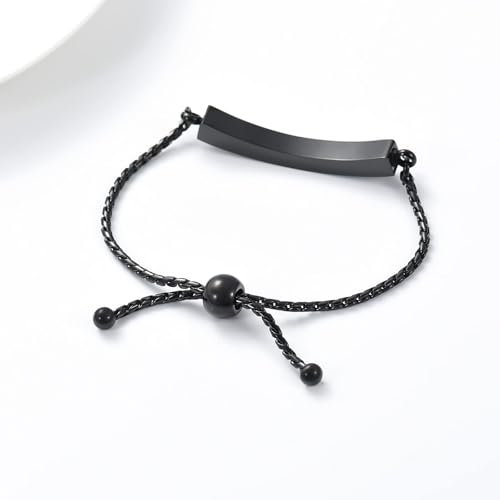 Urn Bracelet for Ashes Cremation Jewelry Braided Rope Adjustable Bangle Stainless Steel Memorial Bracelets Ash Holder Keepsake Jewelry-Always in My Heart - color: C-Black