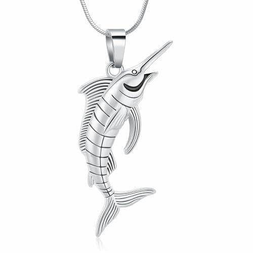 Minicremation Dolphin Shape Cremation Jewelry Necklace for Ashes Stainless Steel Ashes Holder Memorial Jewelry Keepsake Urn Pendant +fill kit - color: Silver-A