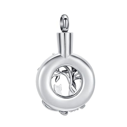 Hearbeingt Tree of Life Cremation Jewelry Paw Print Urn Necklace for Ashes - color: A-Silver