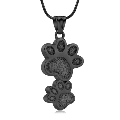 Paw Print Cremation Jewelry for Ashes for Pet Infinity Cross Urn Necklace for Ashes Stainless Steel Ashes Pendant Keepsake Memorial Jewelry for Dog Cat Ashes - color: Paw Black