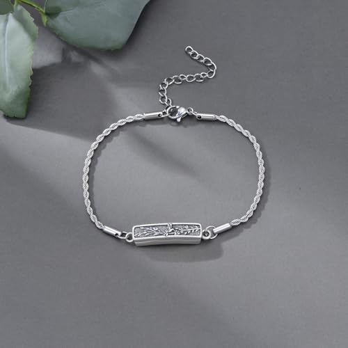 Urn Bracelet for Ashes for Women 925 Sterling Silver Bar Cremation Bracelet Cremation Memorial Keepsake Jewelry Gifts for A Loss of Loved Ones - style: Hummingbird-Text