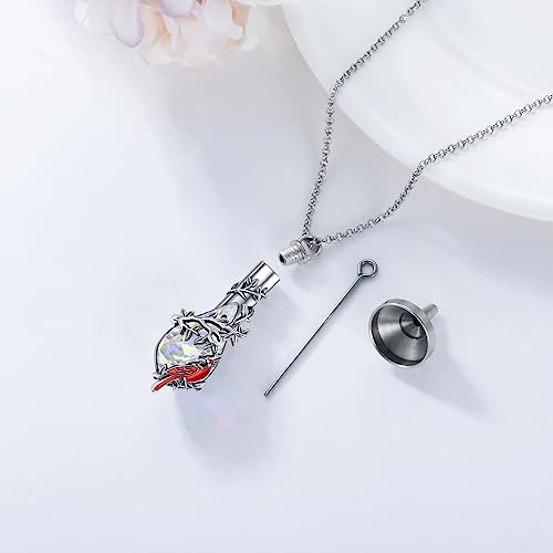 PELOVNY Urn Necklace for Ashes 925 Sterling Silver Butterfly Dragonfly Bee Phoenix Hummingbird Urn Necklaces Animal Crystal Cremation Jewelry for Ashes Cat Dog Pet Memorial Gifts - color: 25-Cardinal Urn 4