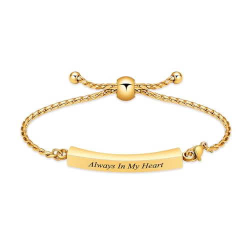Minicremation Shiny Crystal Cremation Bracelet for Ashes for Women Cube Urn Bangle Locket Ash Holder Memorial Jewelry Bracelet Keepsake Gift - color: Always In My Heart- Gold