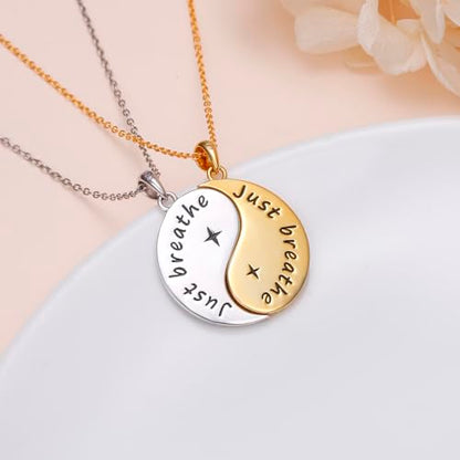 FLYOW S925 Sterling Silver Best Friend Couple Pendant Friendship Sun Moon Lotus Yin Yang Matching Bff Necklace for Women Jewelry - style: Lotus Yin Yang