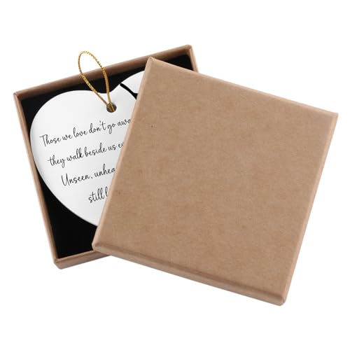 Those We Love Don't Go Away Sympathy Gifts Red Memorial Cardinal Bereavement Gifts Ornament Keepsake Sign Heart Plaque Condolences/Grief Gift for Loss of Loved One