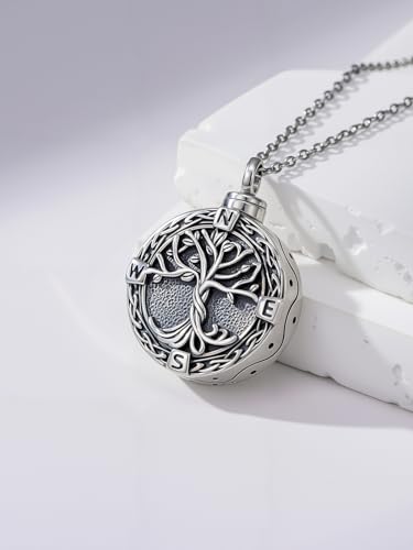 TOUPOP Tree of Life Urn Necklace for Ashes 925 Sterling Silver Cremation Jewelry Memorial Gifts Keepsake Jewelry with Funnel Filler for Women - style: 1-Tree of Life