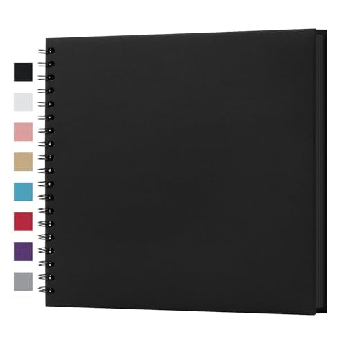 potricher 10 x 10 Inch DIY Scrapbook Photo Album 40 Pages, Black - color: Black, size: 10 Inch 40 Pages