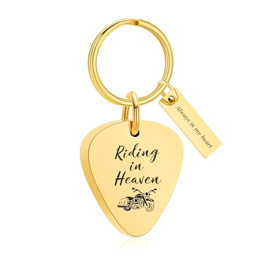 zeqingjw Urn Necklace for Ashes Motorcycle Cremation Urn Pendant Riding in Heaven Memorial Ash Keepsake Cremation Jewelry for Men Women - color: Gold-Keychain