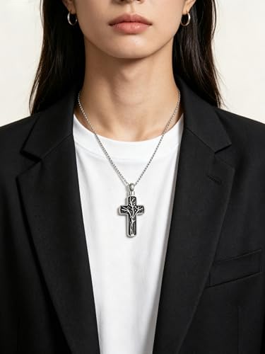 Cremation Cross Urn Necklace for Ashes Tree of Life Dad/Mom/Grandma Stainless Steel Urn Pendant Ashes Holder Memorial Jewelry - style: Cross style 01