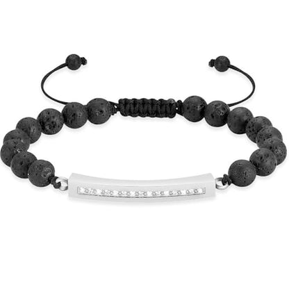 Oinsi Lava Rock Bracelet With Tube Memorial Urn Jewelry For Ashes Of Loved Ones Keepsake Cremation Bracelet Women Men Adjustable Length - color: Silver (Crystal Cube)