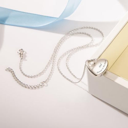Cremation Jewelry for Ashes Heart Urn Necklaces for Ashes, Locket Necklace for Ashes Memorial Urn Jewelry Waterproof Keepsake Pendant with Funnel Kit & Bag - style: Dad