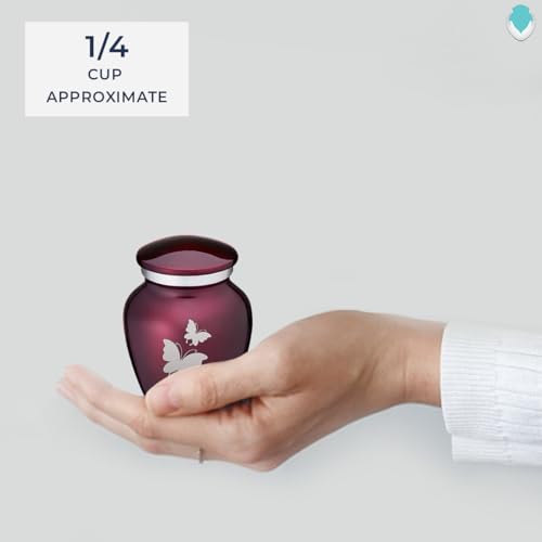 Embrace Keepsake Personalized Butterfly Cremation Urns for Human Ashes I Cherry Purple Funeral Urn for Men and Women with Double Side Engraving I 3.5 lbs - color: Cherry Purple