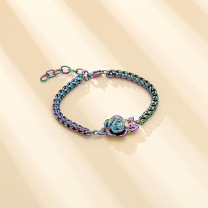 Minicremation Women's Adjustable Rose Urn Bracelet Ashes Holder Memorial Elegant Link Chain Keepsake Cremation Bangle to Hold Ashes - color: Colorful-A