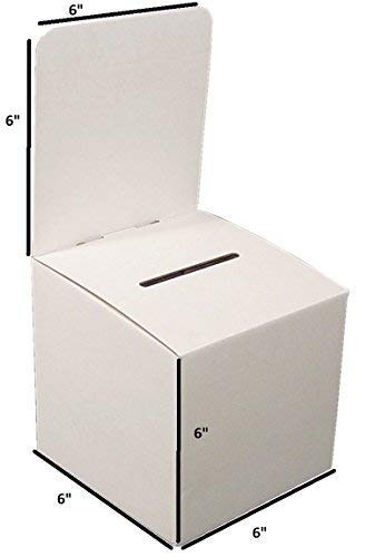 Raffle Ticket Donation Collection Ballot Box Reusable Sturdy thick Cardboard with Slot comment Suggestion Box With Removable Header 6H x 6W x 6D, Display area 6H x 6W(Red 5 pack) - color: Red