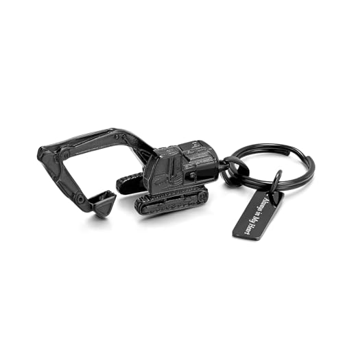 Imrsanl Truck/Excavator Urn Keychain for Ashes for Men Cremation Jewelry Urn Key Chain for Ashes Pendant Key Ring for Human - color: Black Excavator