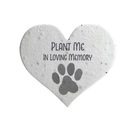 Of The Earth Handmade Paper - Wildflower Seed Paper Large Heart - Pet Memorial Message - 2.5" x 2.85" - Choose Your Amount - w/Planting Instructions (24)