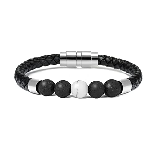 shajwo Cremation Jewelry Lava Stone Urn Bracelet for Ashes for Women Men Chakra Healing Balancing Genuine Leather Memorial Bracelets - color: Customize
