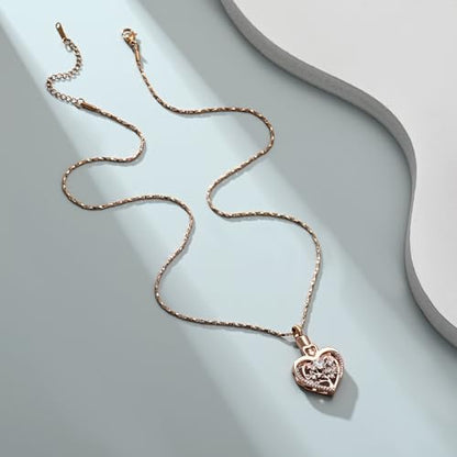 Imrsanl Tree of Life Heart Urn Necklace for Ashes Loved Ones Keepsake Cremation Jewelry Funeral Memorial Ashes Holder Pendant for Women - color: Rose Gold-White
