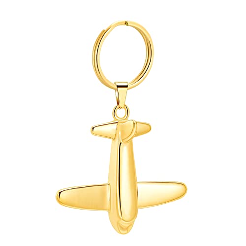 Minicremation Cremation Jewelry Urn Keychain for Ashes Airplane Memorial Urn Pendant for Human Pet's Keepsake Key Chain - color: Gold