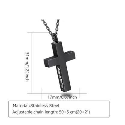 Cross Urn Necklace for Ashes for Men Women Cremation Jewelry Urns Locket Pendant Ashes Holder Memorial Jewelry-Always in My Heart - color: Always in My Heart,3pcs Black