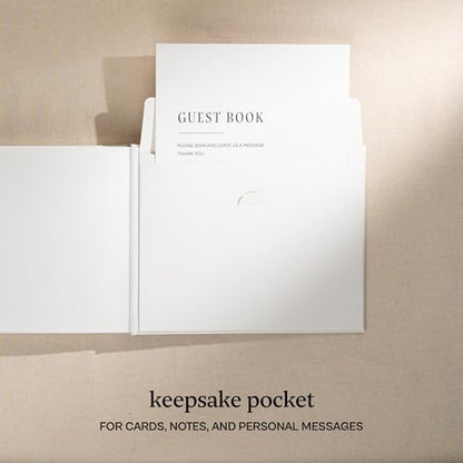 Kunitsa Co. Wedding Guest Book - Blank Sign in Book for Special Occasions, Oat Linen Cover - color: Oat