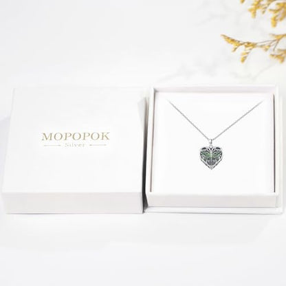 Heart Photo Locket Necklace Sterling Silver for Women | Dragonfly, Butterfly, Turtle, Dog Paw and Mother Daughter Styles, Jewelry Gifts for Mom Christmas Birthday Anniversary. - style: 1-Dragonfly-Green