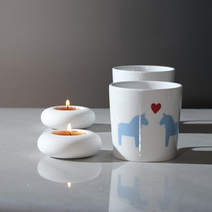 Handmade Decorative Pebble Tealight Candle Holder - Handcrafted Home Decor Accent for Calming Earthy Aesthetic White Cement Diameter 3 Inches Set of 2