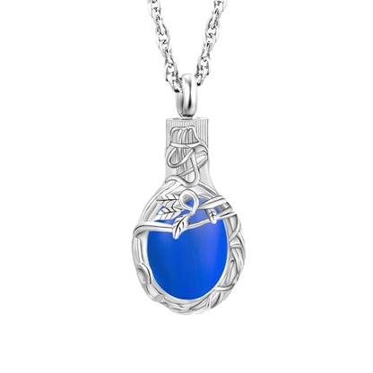 Gredstar Tree of Life Urn Necklace for Ashes, Birthstone Memorial Pendant | Teardrop Design, Love Symbol Detail, 12 Birthstone Colors, Stainless Steel, Ashes Holder, Funnel Kit Included - color: September