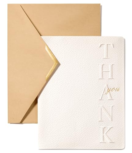Vitalizart Embossed Thank You Cards with Envelopes 32 Pack 4.3" x 5.5" | 250 gsm Thick Textured Cardstock, Elegant Foil Design, Blank Inside for Business Wedding Bridal Shower Baby Shower Graduation - color: White Set, size: 32 pcs