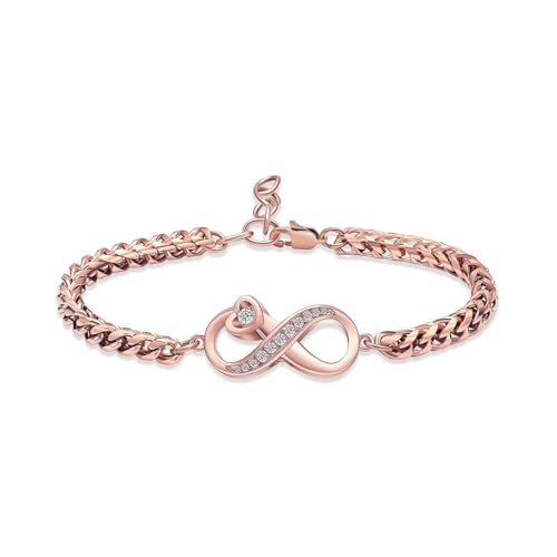 zeqingjw Heart Urn Bracelet for Ashes for Women Stainless Steel Cremation Bangle Jewelry Adjustable Keepsake Memorial Bracelet Loved Ones Ashes Holder Keepsake - color: Infinity-Rose Gold