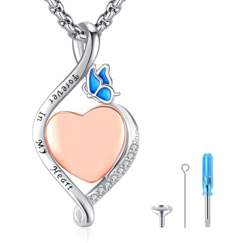 Infinity Urn Necklace for Ashes Sterling Silver Heart Moonstone Turquoise Birthstone Keepsake Memorial Cremation Jewelry for Women - style: Infinity B-Heart-Rose Gold