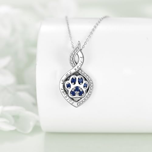Butterfly/Dragonfly/Pet Paw/Tree of Life/Maple Leaf/Cross Urn Necklace for Ashes 925 Sterling Silver Cremation Pendant Jewelry Gifts for Women Mom - color: Paw-September