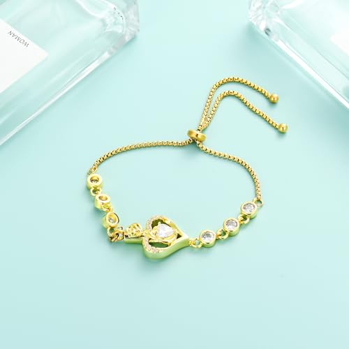 Rose Flower Adjustable Urn Bracelet for Ashes Birthstone Stainless Steel Cremation Jewelry Memorial Keepsake Locket Urns Bracelet Jewelry for Men Women Gifts - color: Gold
