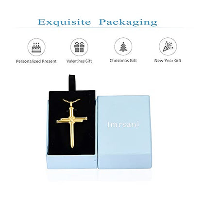 Imrsanl Cremation Jewelry Nail Cross Urn Necklace Pendant - color: Gold