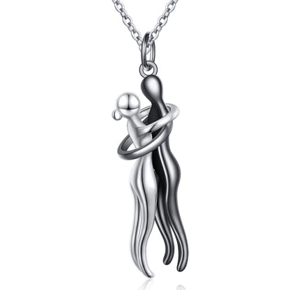 FLYOW S925 Sterling Silver Best Friend Couple Pendant Friendship Sun Moon Lotus Yin Yang Matching Bff Necklace for Women Jewelry - style: Hug