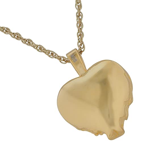 Heart Angel Wings Gold Cremation Jewelry, Sterling Silver, Pendant and Necklace for Ashes